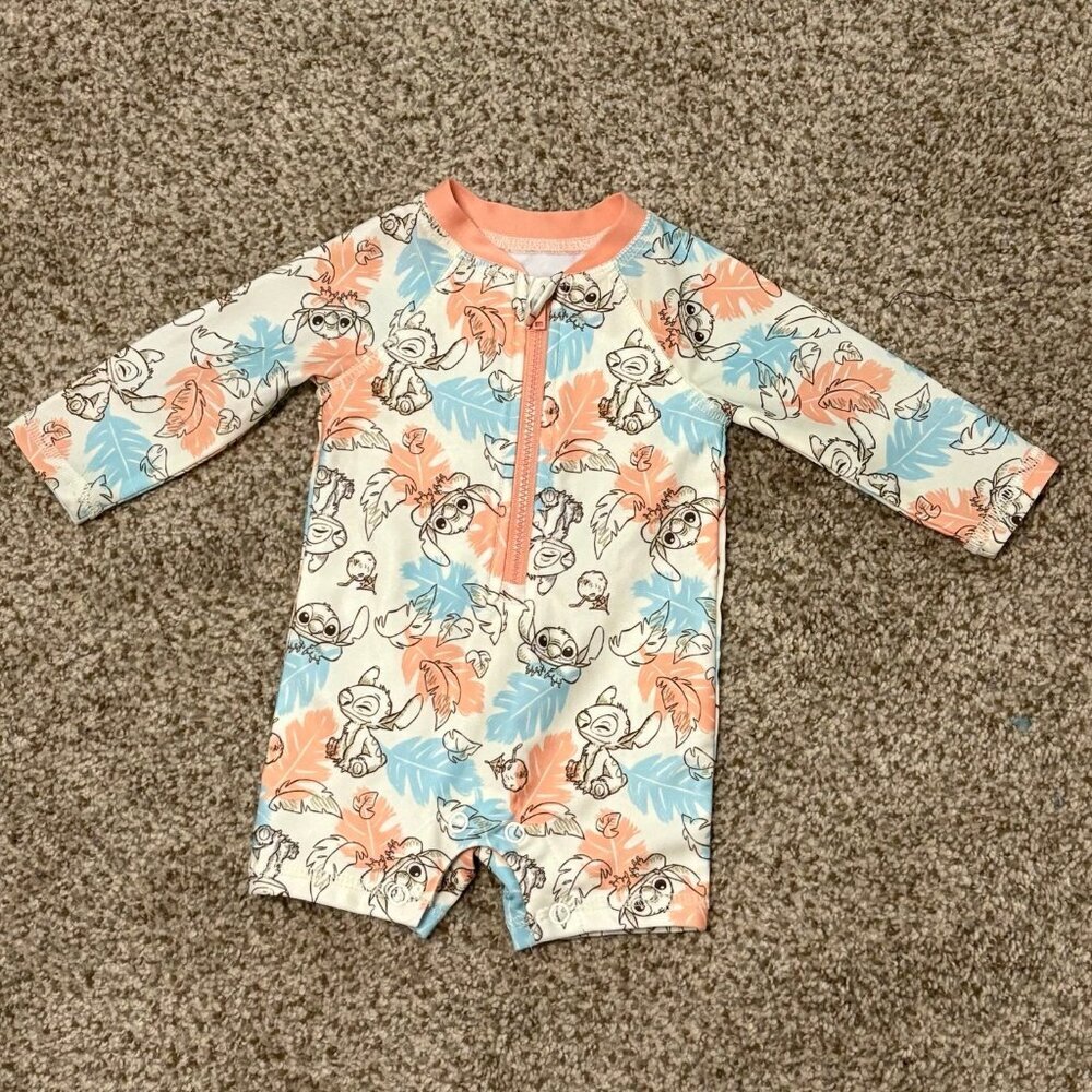 🍗 Disney‎ Stitch Rash Guard/Swim Suit 0-3mo